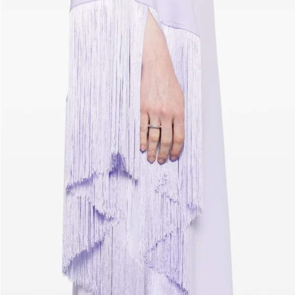 Taller Marmo Spritz One-sleeve Fringed Crepe Gown - Purple - Picture 6 of 10